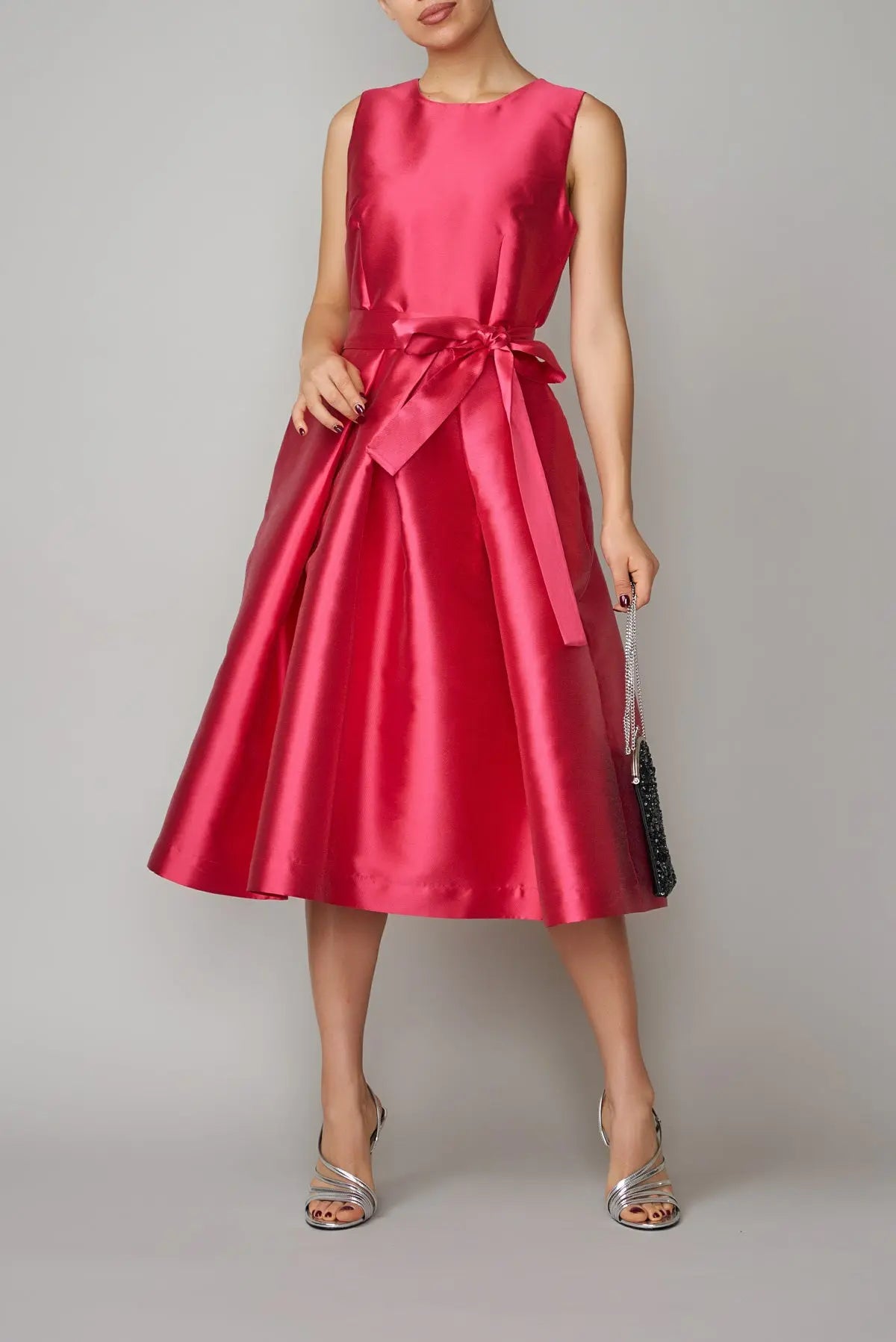 Rochie din mikado roz intens | MillaMilla