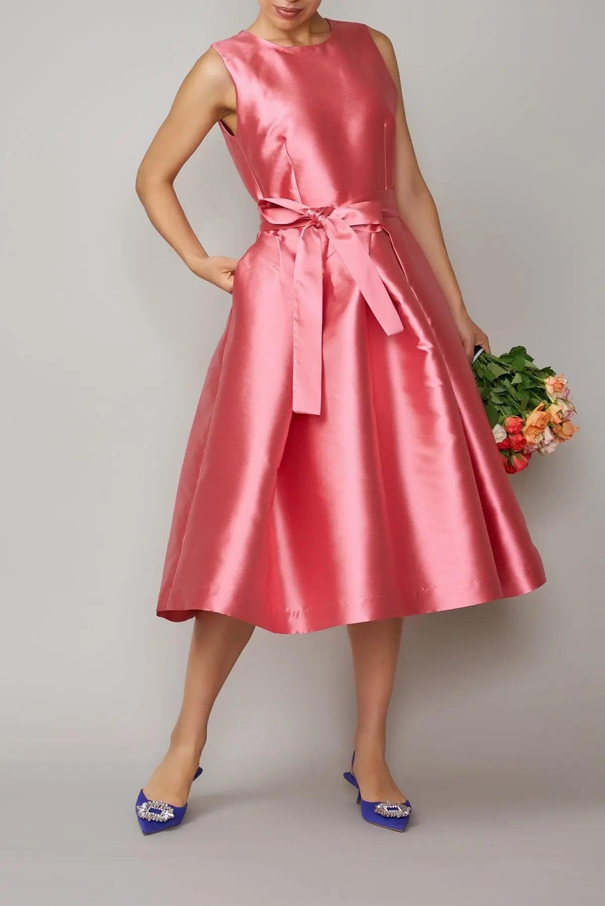 Rochie din mikado roz trandafiriu | MillaMilla