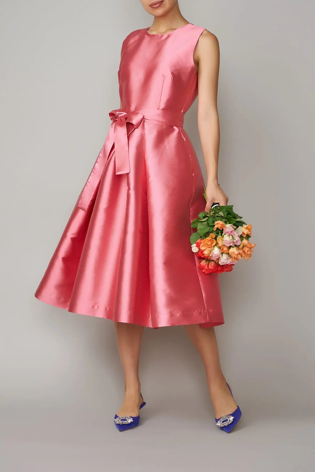 Rochie din mikado roz trandafiriu | MillaMilla