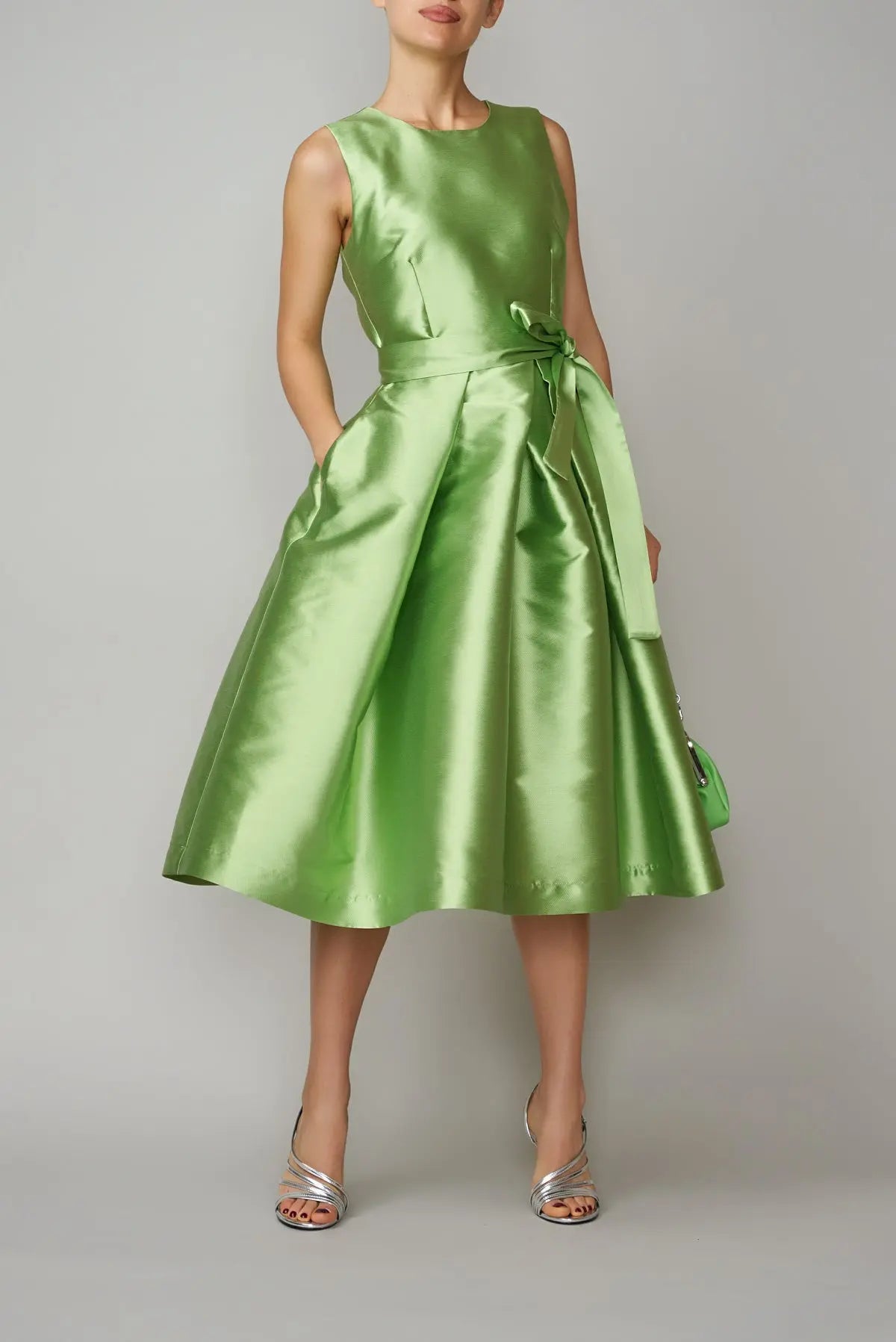 Rochie din mikado verde mar | MillaMilla