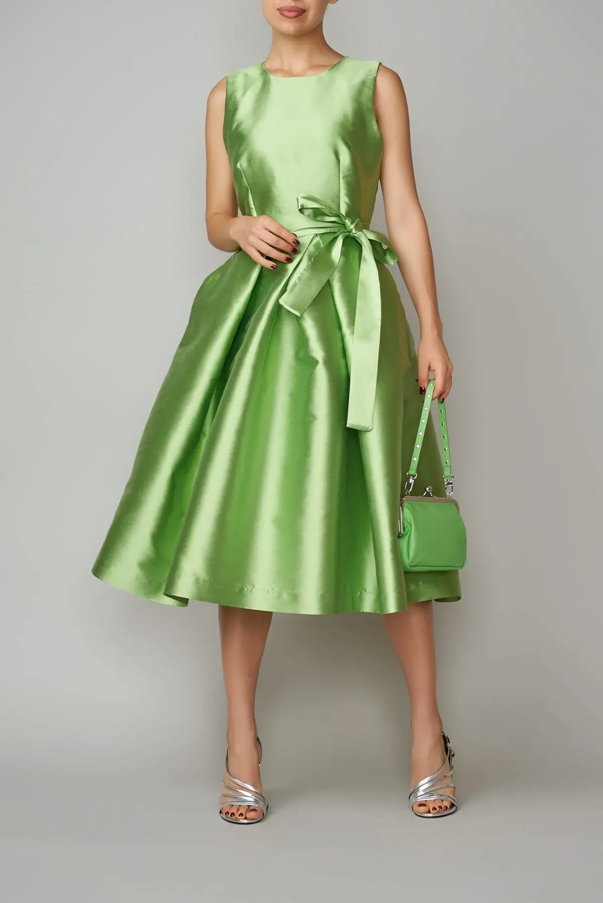 Rochie din mikado verde mar | MillaMilla