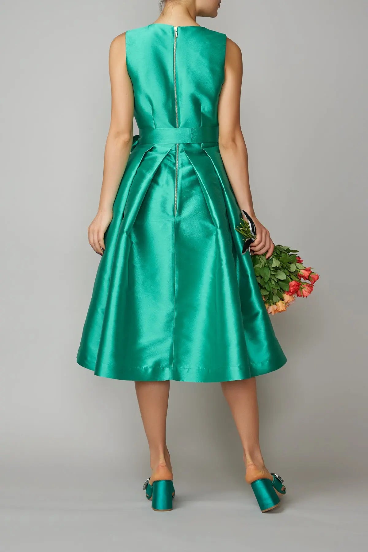 Rochie din mikado verde smarald | MillaMilla