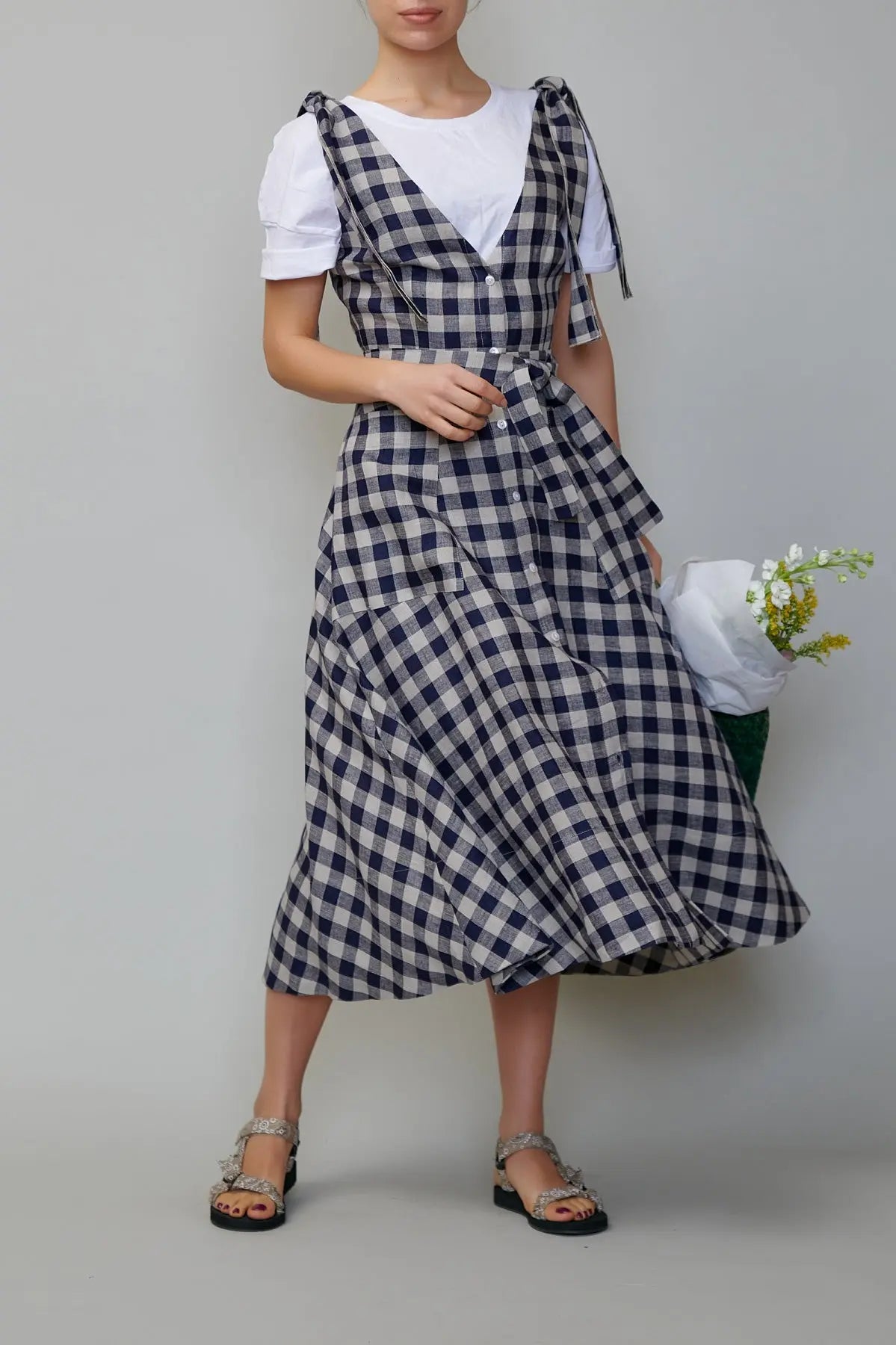 Sarafan din in în carouri bleumarin milla milla