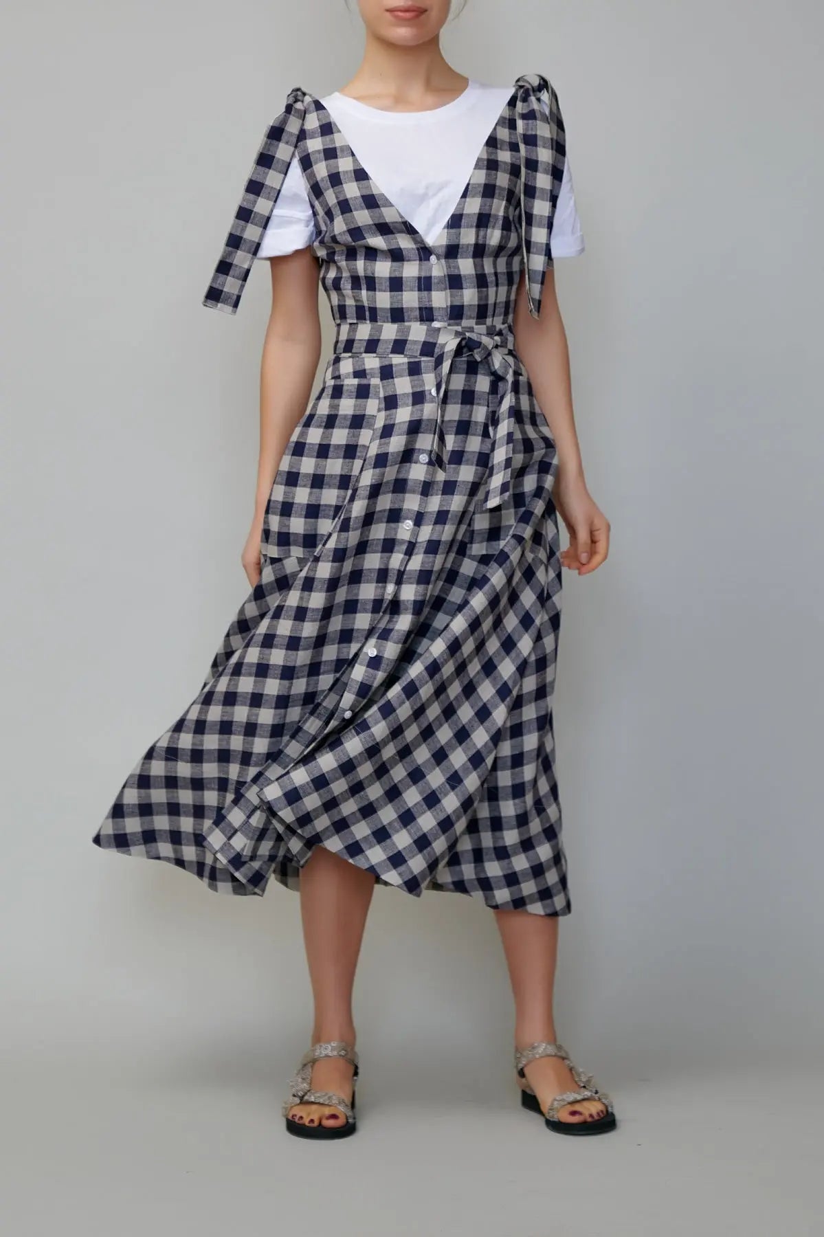 Sarafan din in în carouri bleumarin milla milla