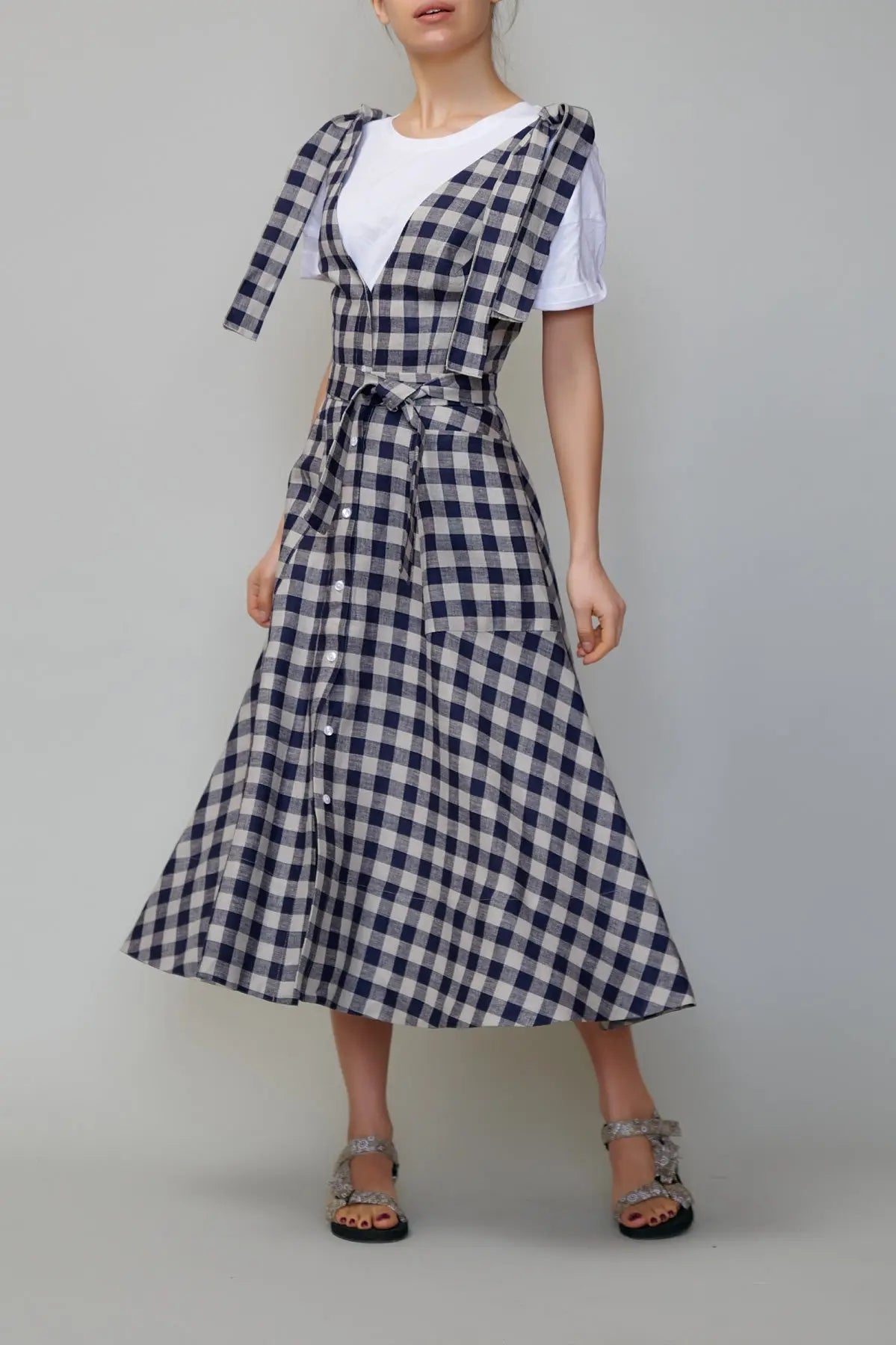 Sarafan din in în carouri bleumarin milla milla