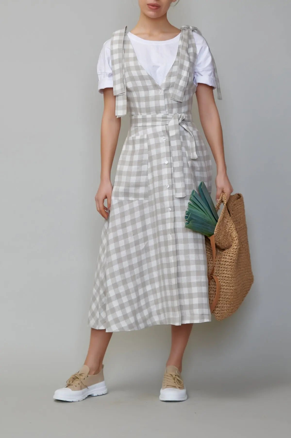 Sarafan din in în carouri gri natur milla milla