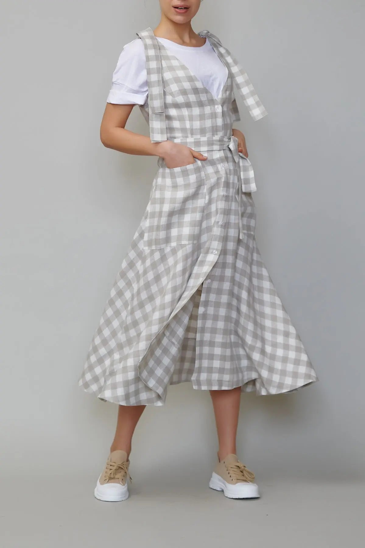 Sarafan din in în carouri gri natur milla milla