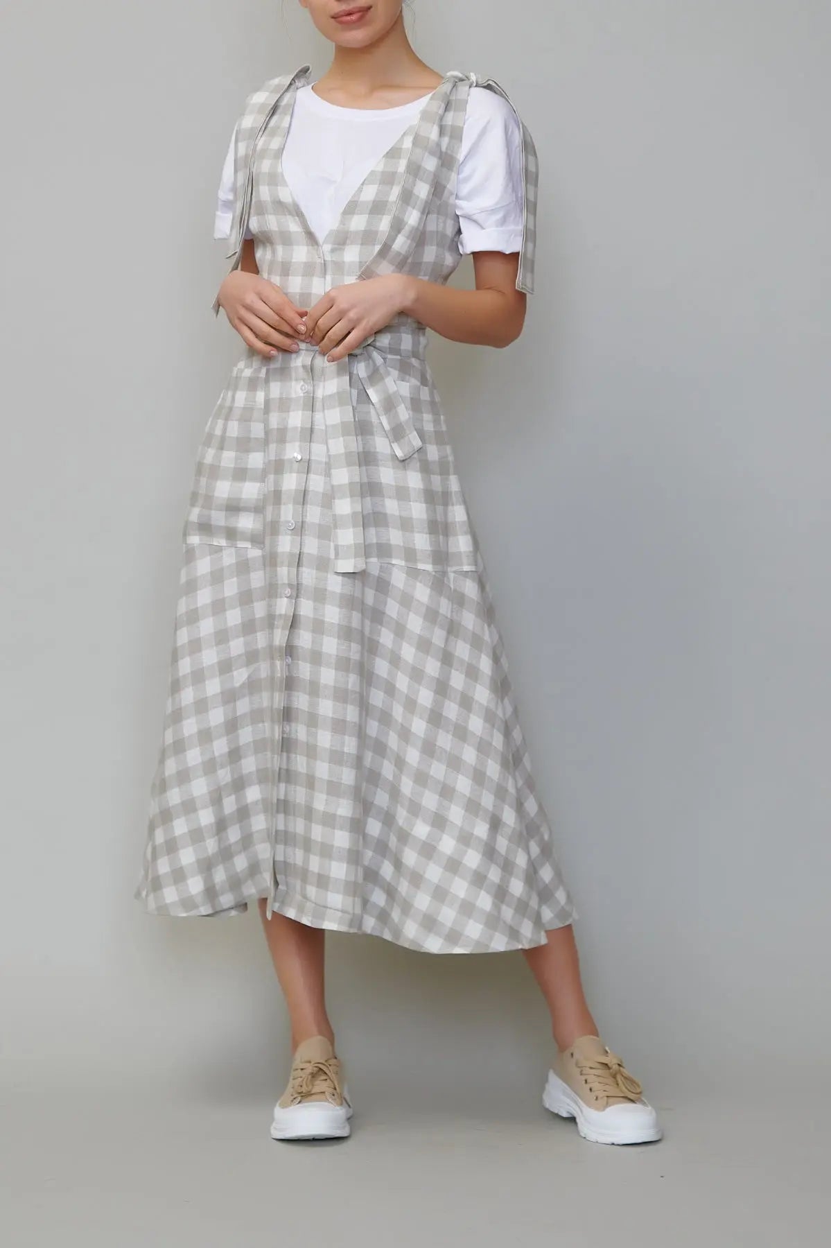 Sarafan din in în carouri gri natur milla milla