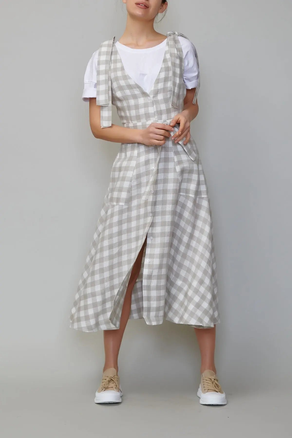 Sarafan din in în carouri gri natur milla milla