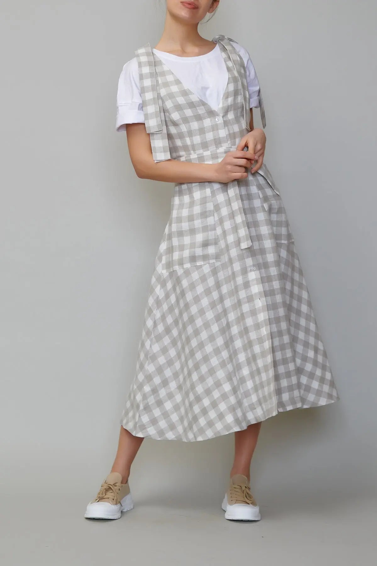 Sarafan din in în carouri gri natur milla milla