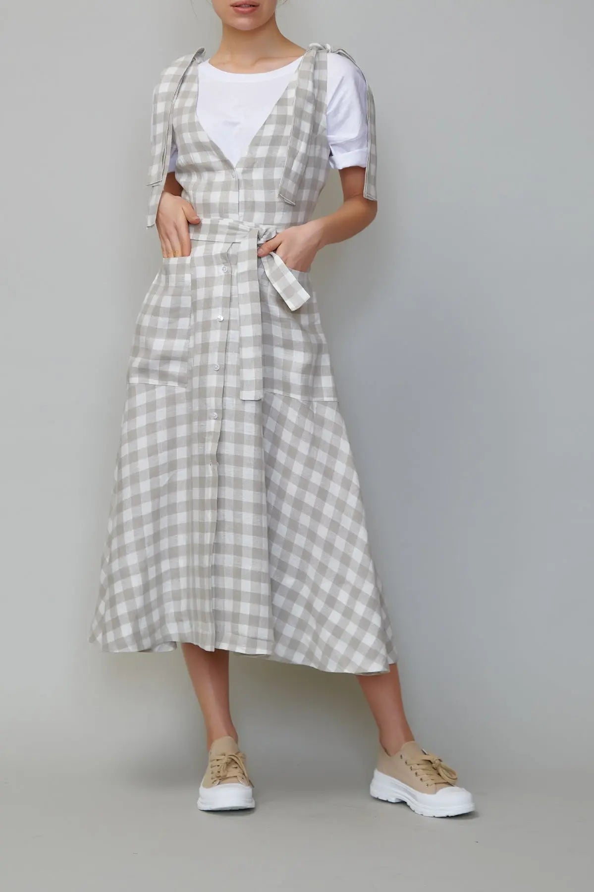 Sarafan din in în carouri gri natur milla milla