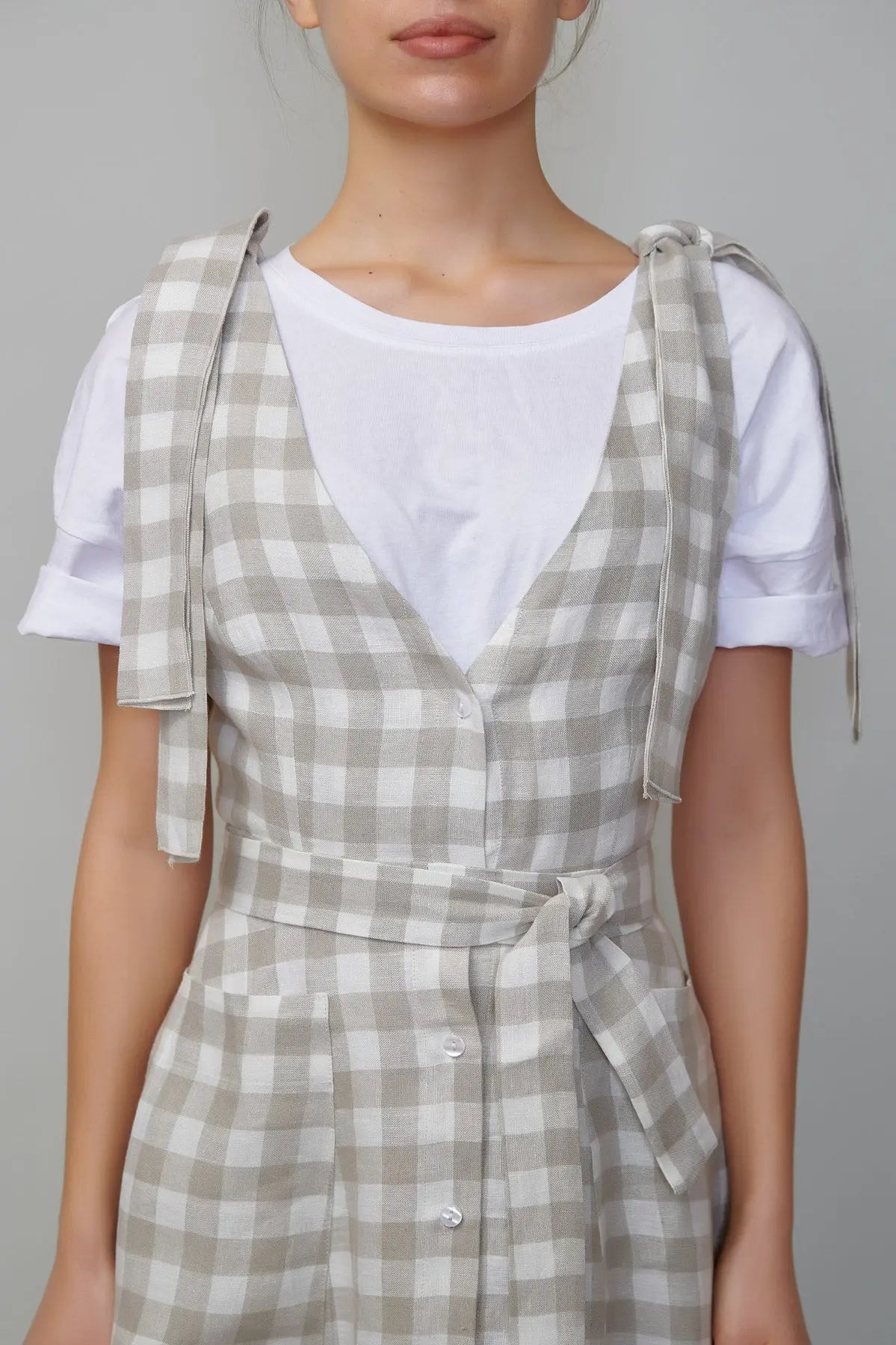 Sarafan din in în carouri gri natur milla milla