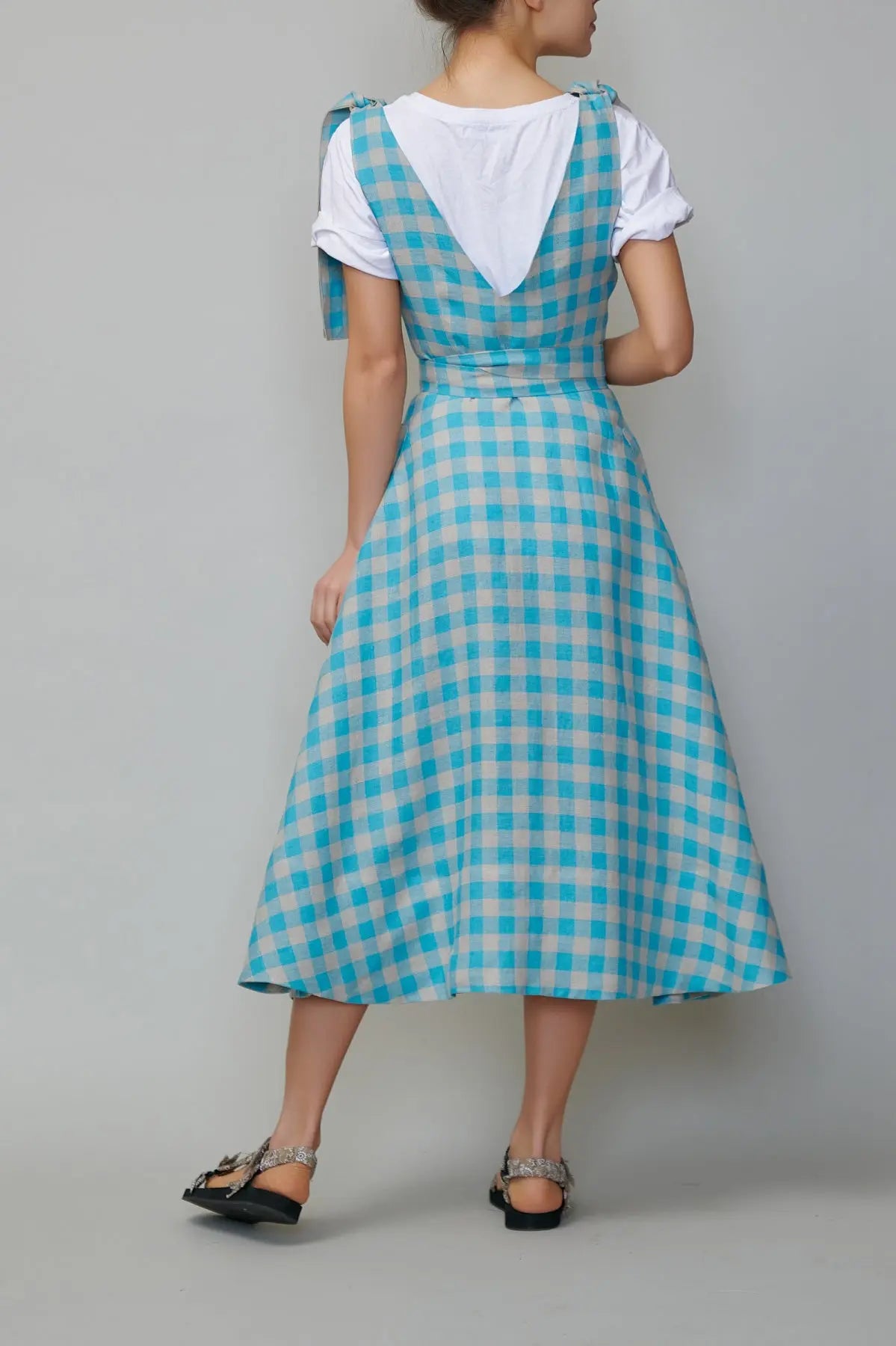Sarafan din in în carouri turcoaz milla milla