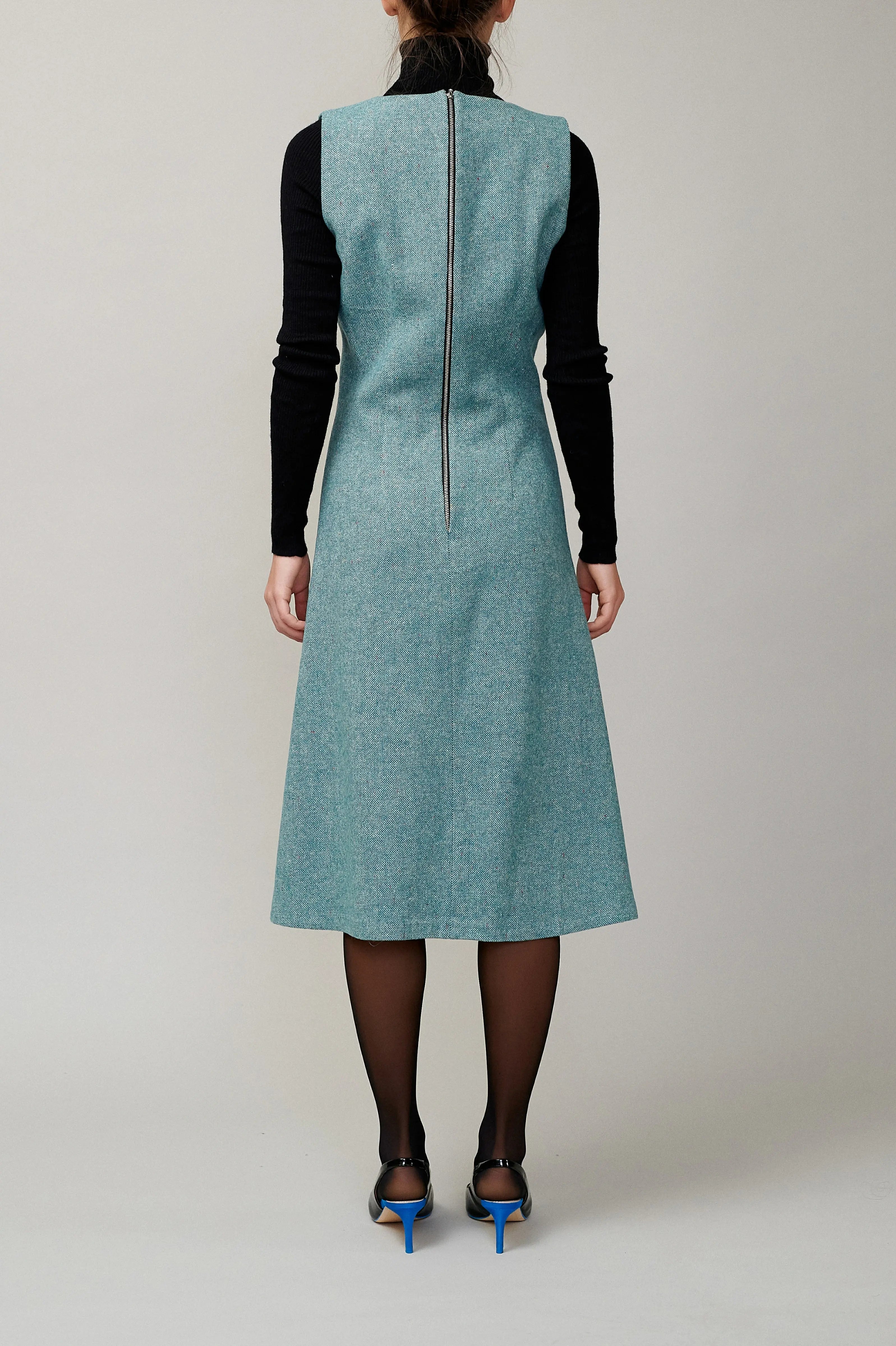 Sarafan din tweed de lana verde milla milla